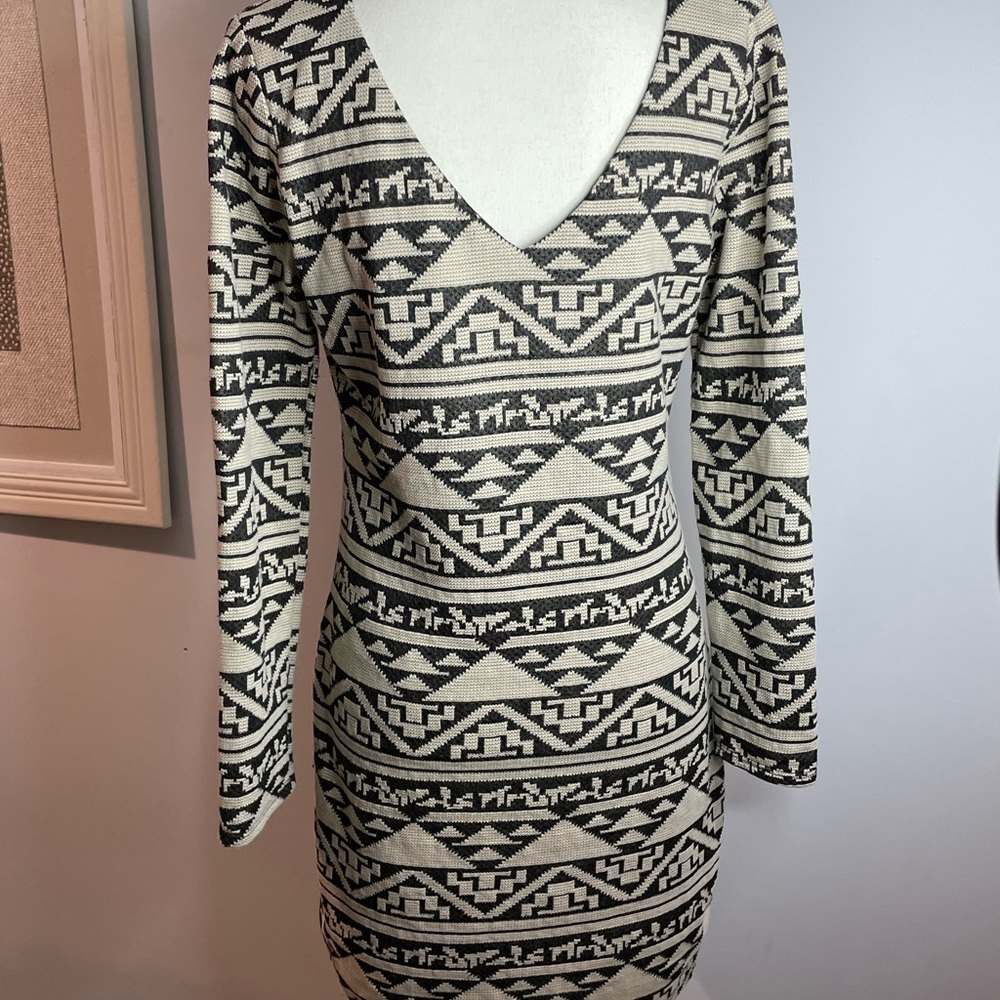 Geometric Black and White Dress